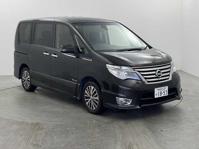 日産 セレナ HWS S HV Vセレ +Sefty 栃木県 2015(平27)年 16.9万km タイガーアイブラウン 衝突軽減ブレーキ/純正ナビ/全周囲カメラ/フルセグTV/フリップダウンモニター/両側パワースライドドア /クルーズコントロール/スマートキー /スペアキー/左右電格ミラー/レーンキープアシスト/ECOモード/純正アルミホイール/ETC