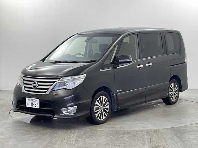 日産 セレナ HWS S HV Vセレ +Sefty 栃木県 2015(平27)年 16.9万km タイガーアイブラウン 衝突軽減ブレーキ/純正ナビ/全周囲カメラ/フルセグTV/フリップダウンモニター/両側パワースライドドア /クルーズコントロール/スマートキー /スペアキー/左右電格ミラー/レーンキープアシスト/ECOモード/純正アルミホイール/ETC
