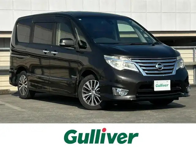 日産 セレナ HWS S HV Vセレ +Sefty Aセーフ 静岡県 2015(平27)年 5.9万km タイガーアイブラウン エマージェンシーブレーキ/純正ＳＤナビ/全周囲カメラ/ワンセグＴＶ/ＢＴオーディオ/ＥＴＣ/プッシュスタート/スマートキー/車線逸脱警報/純正フロアマット/両側電動スライドドア/ＷＡＣ/純正１６ＡＷ