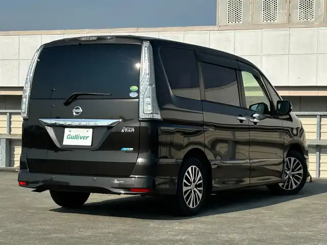 日産 セレナ HWS S HV Vセレ +Sefty Aセーフ 静岡県 2015(平27)年 5.9万km タイガーアイブラウン エマージェンシーブレーキ/純正ＳＤナビ/全周囲カメラ/ワンセグＴＶ/ＢＴオーディオ/ＥＴＣ/プッシュスタート/スマートキー/車線逸脱警報/純正フロアマット/両側電動スライドドア/ＷＡＣ/純正１６ＡＷ