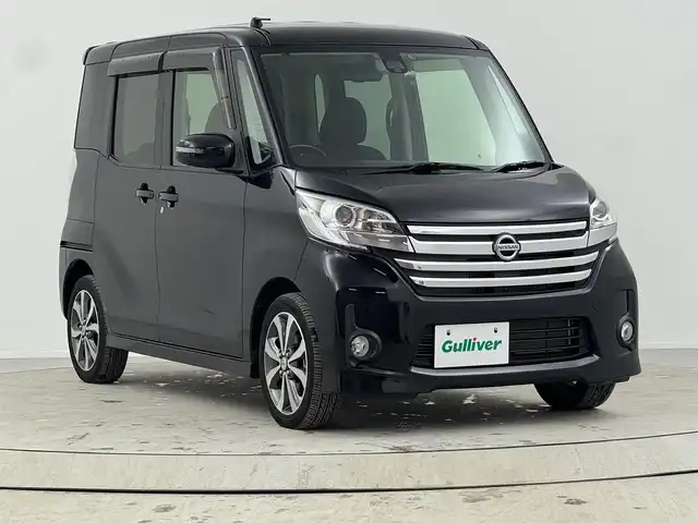 日産 デイズ ルークス ハイウェイスターターボ 熊本県 2015(平27)年 2.7万km ブラック 社外SDナビ/（AM/FM/CD/DVD/Bluetooth）/フルセグテレビ/アラウンドビューモニター/エマージェンシーブレーキ/両側パワースライドドア/ドライブレコーダー/スマートキー/プッシュスタート/アイドリングストップ/オートライト/ETC