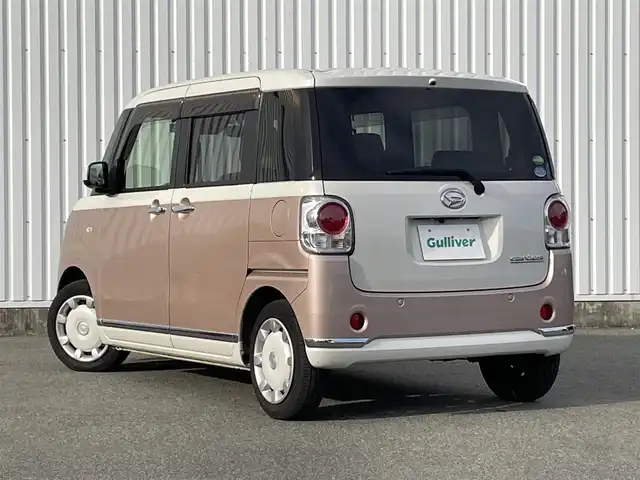 ダイハツ ムーヴ キャンバス G メイクアップ SA Ⅲ 福岡県 2018(平30)年 4.3万km パールホワイトⅢ/ライトローズマイカメタリックⅡ 2トーン スマートアシスト/衝突軽減/コーナーセンサー/社外ナビ（ＭＤＶ－Ｄ５０５ＢＴ）/フルセグTV/CD/DVD/BT/SD/AM/FM/バックカメラ/両側パワースライドドア/ＬＥＤオートライト/オートハイビーム/フォグランプ/ドライブレコーダー/ＥＴＣ/スマートキー/プッシュスタート