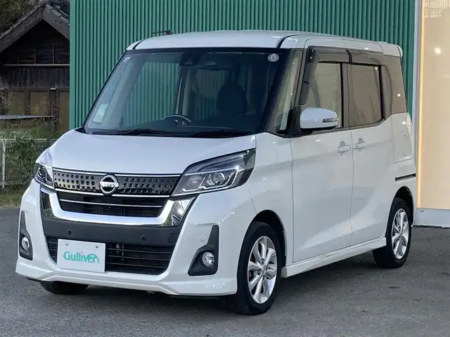 日産 デイズ ルークス ハイウェイスター Xターボ 福岡県 2018(平30)年 8.1万km ホワイトパール 純正ナビ(フルセグTV・CD・DVD・FM・AM・BT)/・MM318D-W/片側パワースライドドア/ETC/プッシュスタート/スマートキー/純正フロアマット/ドアバイザー/衝突軽減ブレーキ/横滑り防止装置/車線逸脱抑止