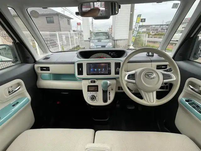 ダイハツ ムーヴ キャンバス X メイクアップ リミテッド SAⅢ 群馬県 2019(令1)年 4.1万km パールホワイトⅢ/ファインミントメタリック 2トーン 注：返品サービス対象車両　MD落札待ち/純正ディーラーSDナビ（Bluetooth/CD/DVD/iPod）/車外全方位カメラ/フルセグTV/社外ETC/両側パワースライドドア/前方社外ドライブレコーダー/USB入力端子/ABS/横滑り防止装置/後方コーナーセンサー/レーンキープアシスト/オートマチックハイビーム/Wエアバッグ/プッシュスタート/スマートキー/フォグライト/ドアバイザー/保証書/取扱説明書