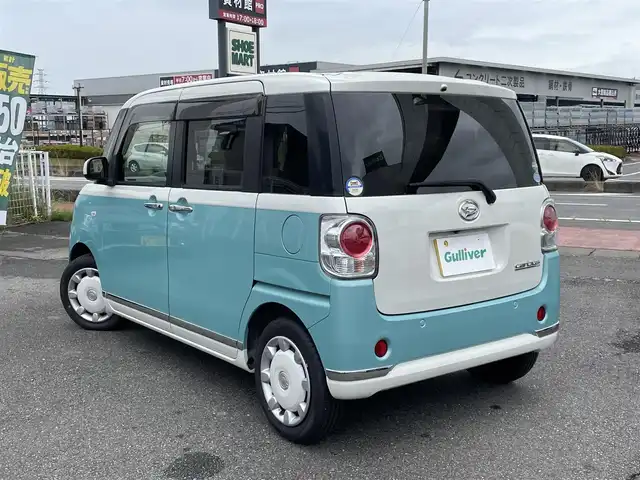 ダイハツ ムーヴ キャンバス X メイクアップ リミテッド SAⅢ 群馬県 2019(令1)年 4.1万km パールホワイトⅢ/ファインミントメタリック 2トーン 注：返品サービス対象車両　MD落札待ち/純正ディーラーSDナビ（Bluetooth/CD/DVD/iPod）/車外全方位カメラ/フルセグTV/社外ETC/両側パワースライドドア/前方社外ドライブレコーダー/USB入力端子/ABS/横滑り防止装置/後方コーナーセンサー/レーンキープアシスト/オートマチックハイビーム/Wエアバッグ/プッシュスタート/スマートキー/フォグライト/ドアバイザー/保証書/取扱説明書