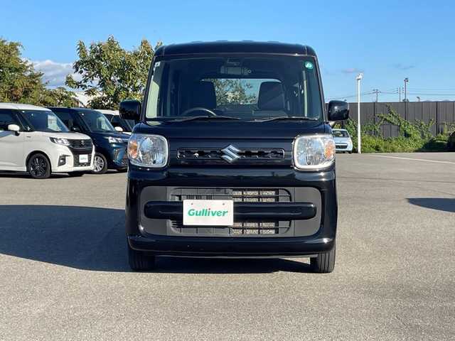 スズキ スペーシア HYBRID G 山形県 2019(令1)年 2.9万km ブルーイッシュブラックパール3 4WD/衝突被害軽減システム/SDナビ/　　【CD　DVD　BT　フルセグ　MSV】/バックカメラ/HIDオートライト/シートヒーター/アイドリングストップ/コーナーセンサー/ドライブレコーダー/レーンキープアシスト/ドアバイザー/ヘッドライトレベライザー/フロアマット/電動格納ミラー/スマートキー