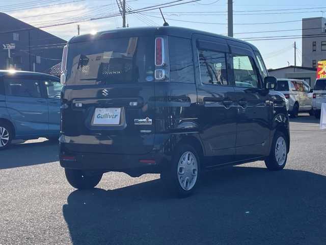 スズキ スペーシア HYBRID G 山形県 2019(令1)年 2.9万km ブルーイッシュブラックパール3 4WD/衝突被害軽減システム/SDナビ/　　【CD　DVD　BT　フルセグ　MSV】/バックカメラ/HIDオートライト/シートヒーター/アイドリングストップ/コーナーセンサー/ドライブレコーダー/レーンキープアシスト/ドアバイザー/ヘッドライトレベライザー/フロアマット/電動格納ミラー/スマートキー