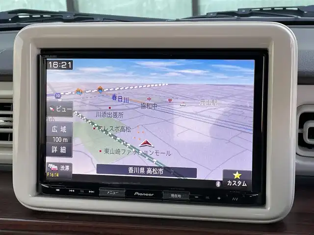 スズキ ラパン S セレクション 香川県 2018(平30)年 6.8万km ノクターンブルーパール/ホワイト2トーン 登録時走行距離：67410km/ディーラーOPカロッツェリア8型ナビ/　CD DVD BT フルセグTV/全方位カメラ/シートヒーター/衝突被害軽減装置/HIDヘッドライト/オートライト/横滑り防止装置/アイドリングストップ/ビルトインETC/ドライブレコーダー/革巻きステアリング/ステアリングスイッチ/プッシュスタート/スマートキー/スペアキー