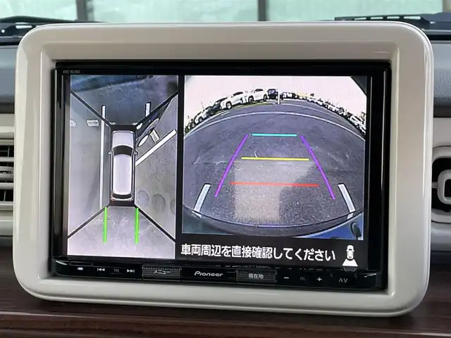 スズキ ラパン S セレクション 香川県 2018(平30)年 6.8万km ノクターンブルーパール/ホワイト2トーン 登録時走行距離：67410km/ディーラーOPカロッツェリア8型ナビ/　CD DVD BT フルセグTV/全方位カメラ/シートヒーター/衝突被害軽減装置/HIDヘッドライト/オートライト/横滑り防止装置/アイドリングストップ/ビルトインETC/ドライブレコーダー/革巻きステアリング/ステアリングスイッチ/プッシュスタート/スマートキー/スペアキー