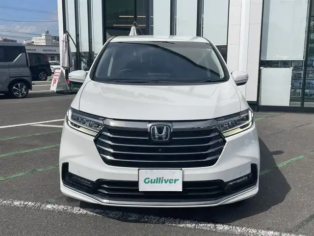 ホンダ オデッセイ アブソルート EX 長崎県 2021(令3)年 4.6万km プラチナホワイトパール ワンオーナー/純正後席モニター/純正ナビ/（フルセグ・DVD・SD・DVD・BT)/全方位カメラ/レーダークルーズコントロール/前席パワーシート/前席シートヒーター/ホンダセンシング/オートライト/LEDヘッドライト/ETC2.0/前後ドライブレコーダー/ハーフレザーシート/パワーバックドア/クリアランスソナー/ステアリングスイッチ/パドルシフト/アイドリングストップ