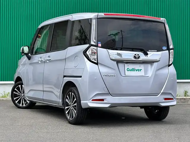 トヨタ ルーミー カスタムG－T 宮城県 2020(令2)年 2.9万km ブライトシルバーM コンフォートパッケージ/・シートヒーター（運転席/助手席）/・シートバックテーブル（運転席/助手席）/パノラミックビュー対応ナビレディパッケージ/・パノラミックビューモニター/・ステアリングスイッチ/＝＝＝/スマートアシスト/・衝突回避支援ブレーキ機能/・衝突警報/・車線逸脱警報機能/・ブレーキ制御付誤発進抑制機能/・先行車発進お知らせ機能/・アダプティブドライビングビーム/・アダプティブクルーズコントロール/・ふらつき警報/・サイドビューランプ/・コーナーセンサー/・路外逸脱警報/・標識認識機能/純正ナビ（NSZT-W68T）/・CD/DVD/・Bluetooth/・フルセグTV/ビルトインETC/ドライブレコーダー/ウェルカムパワースライドドア（運転席側/助手席側）/革巻きステアリング/電動パーキングブレーキ/ブレーキホールド/LEDヘッドランプ/フォグランプ/オートライト/スマートキー＆プッシュスタート/スペアキー/電動格納ミラー/純正15インチAW/純正フロアマット/Wエアバッグ