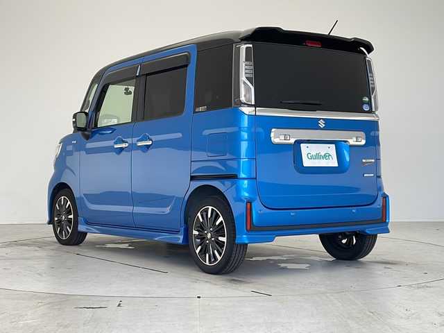 スズキ スペーシア カスタム HYBRID XS ターボ 愛知県 2019(令1)年 2.4万km ブリスクブルーメタリック/ブラック2トーンルーフ 衝突軽減システム/8型ナビ/フリップダウンモニター/全方位カメラ/両側パワースライドドア/クルーズコントロール/シートヒーター/フルセグ/CD DVD/Bluetooth/バックカメラ/コーナーセンサー/純正アルミホイール/LEDヘッドライト/パドルシフト/オートマチックハイビーム/ドライブレコーダー/ETC/ステアリングスイッチ/スマートキー/プッシュスタート