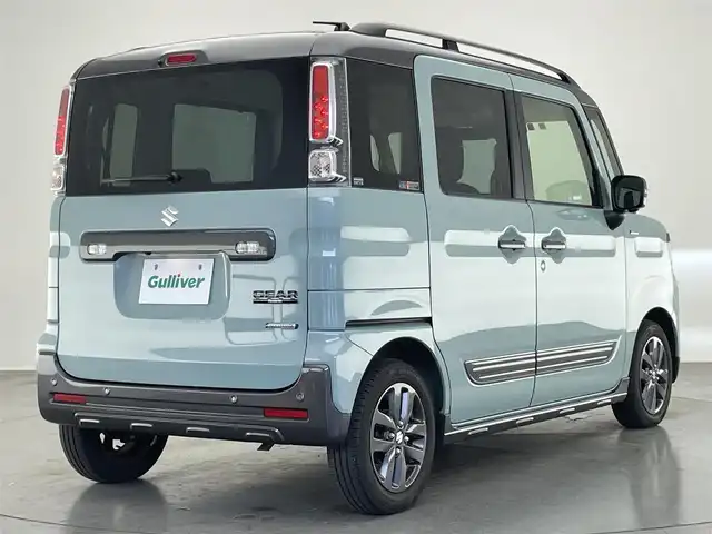 スズキ スペーシア ギア HYBRID XZ 愛知県 2022(令4)年 1.3万km オフブルーメタリック/ガンメタリック2トーンルーフ 純正９インチナビ/ヘッドアップディスプレイ/アラウンドビューモニター/デュアルカメラ/パーキングセンサー/両側パワースライドドア/LEDオートライト/フォグランプ/ETC/シートヒーター/レーダークルーズコントロール/フルセグTV/DVD/純正アルミホイール/禁煙車