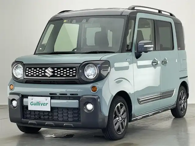 スズキ スペーシア ギア HYBRID XZ 愛知県 2022(令4)年 1.3万km オフブルーメタリック/ガンメタリック2トーンルーフ 純正９インチナビ/ヘッドアップディスプレイ/アラウンドビューモニター/デュアルカメラ/パーキングセンサー/両側パワースライドドア/LEDオートライト/フォグランプ/ETC/シートヒーター/レーダークルーズコントロール/フルセグTV/DVD/純正アルミホイール/禁煙車