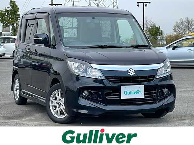 スズキ ソリオ バンディット DJE 道央・札幌 2014(平26)年 6.9万km ブルーイッシュブラックパール3 ４WD/社外SDナビ/CD/DVD/BT/フルセグ/衝突被害軽減ブレーキ/横滑り防止装置/クルーズコントロール/ETC/ドライブレコーダー/アイドリングストップ/片側パワースライドドア/前席シートヒーター/革巻きステアリング/ステアリングリモコン/プッシュスタート/スマートキー/HIDヘッドライト/オートライト/フォグランプ/電動格納ミラー/ヒーテッドドアミラー/ウィンカーミラー/純正フロアマット/ドアバイザー/スペアキー/純正AW付冬タイヤ積込/165/60/R15/2020年/山3mm