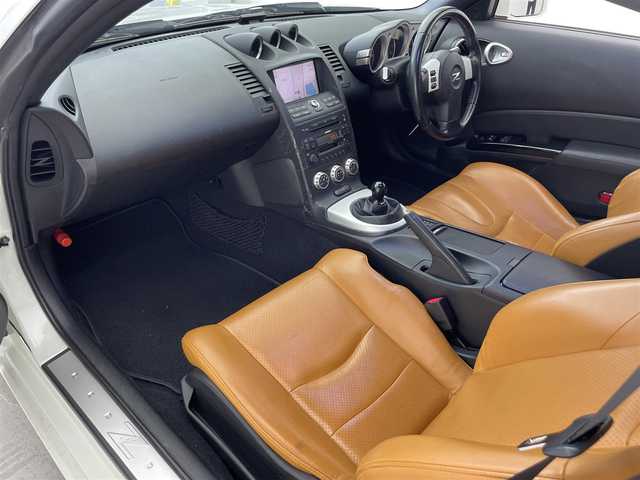 日産 フェアレディ Ｚ バージョンST 滋賀県 2005(平17)年 11万km ホワイトパール 純正ナビ/(CD/MD)/前後ドラレコ/オレンジ革シート/シートヒーター/パワーシート/ステアリングスイッチ/ETC