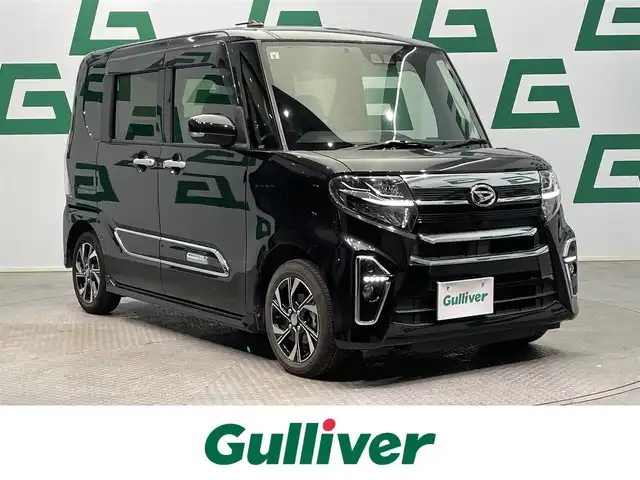 ダイハツ タント カスタム X スタイルセレクション 鹿児島県 2021(令3)年 3.9万km ブラックマイカメタリック ワンオーナー/禁煙車/純正9インチナビ(CD/DVD/フルセグTV/Bluetooth)/バックカメラ/両側パワースライドドア/コーナーセンサー/前席シートヒーター/純正前後ドライブレコーダー/スマートアシスト/LEDヘッドライト/後席ロール式サンシェード/シートバックテーブル/ビルトインETC/純正フロアマット/ドアバイザー/オートライト