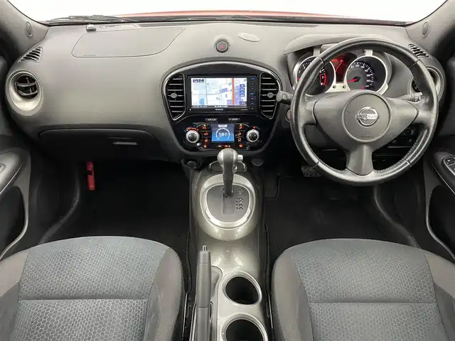 日産 ジューク 15RX 富山県 2014(平26)年 8.4万km ラディアントレッド 社外ナビ（MDV-S708W）/　ーーCD、DVD、bluetooth/フルセグTV/バックカメラ/前ドラレコ（SN-ST5200）/スマートキー＋プッシュスタート/社外マット・純正バイザー/オートライト///