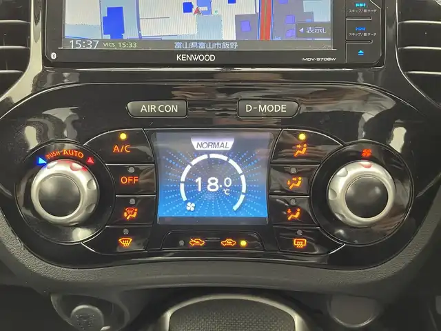 日産 ジューク 15RX 富山県 2014(平26)年 8.4万km ラディアントレッド 社外ナビ（MDV-S708W）/　ーーCD、DVD、bluetooth/フルセグTV/バックカメラ/前ドラレコ（SN-ST5200）/スマートキー＋プッシュスタート/社外マット・純正バイザー/オートライト///