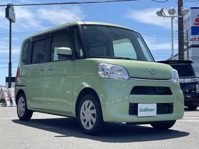 ダイハツ タント L SA 道央・札幌 2014(平26)年 6.9万km マスカットグリーンメタリック ４WD/社外SDナビ(AM/FM/CD/DVD)/ワンセグ(走行中視聴可能)/バックカメラ/アイドリングストップ/ドアバイザー/純正フロアマット/両側スライドドア/ベンチシート/ETC/横滑り防止装置/衝突軽減ブレーキ/盗難防止装置/ステアリングスイッチ/後席用サンシェード/積込夏タイヤ/　(純正AW付 165/55R15 18年製 溝３ｍｍ)
