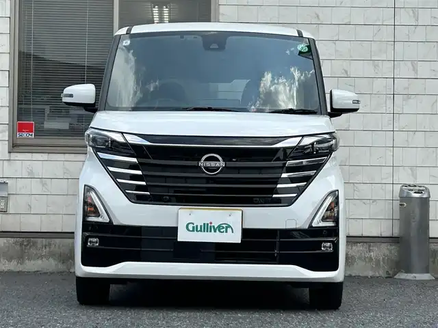日産 ルークス HWS Gターボ プロパイロットED 福岡県 2024(令6)年 0.4万km プレミアムサンシャインオレンジメタリック/シルキーホワイト ワンオーナー/純正8インチメモリナビ/　（AM/FM/Bluetooth/フルセグTV）/フロント/サイド/バックカメラ/アラウンドビューモニター/インテリジェンスモビリティ/・プロパイロット/・インテリジェントエマージェンシーブレーキ/・前方衝突予測警報/・踏み間違い衝突防止アシスト/・車線逸脱警報/・車線逸脱防止支援システム/・ふらつき警報/・標識検知機能/・先行車発進お知らせ/コーナーセンサー/クリアランスソナー/オートライト/オートドア/純正15インチアルミホイール/黒色レザー調シートカバー/両側パワースライドドア/前方ドライブレコーダー/室内カメラ/純正フロアマット/社外ワイドインナーミラー/ISOFIX/プッシュスタート/ドアバイザー/電格ウインカーミラー/電源ソケット×1/スペアキー×1 /保証書/取扱説明書