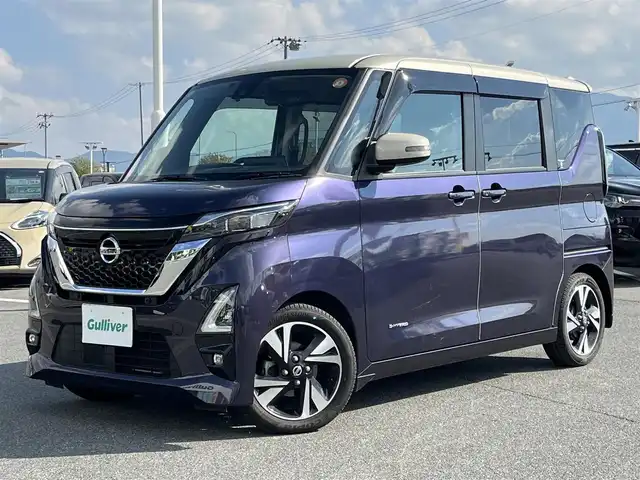 日産 ルークス HWS Gターボ プロパイロットED 奈良県 2021(令3)年 4.4万km アメジストパープル carrozzeriaナビ（AVIC-CQ911）/（フルセグ/BT/CD/DVD）/ALPINEヘッドレストモニター/プロパイロット/全方位モニター/前後コーナーセンサー/衝突軽減システム/レーンキープアシスト/両側パワースライドドア/後席サンシェード/前後ドライブレコーダー/ETC/純正15インチAW/保証書/取り扱い説明書/スペアキーX1