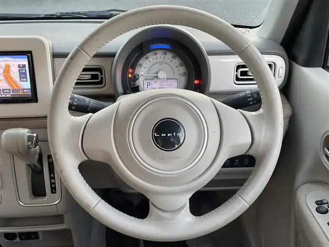 スズキ ラパン X 島根県 2017(平29)年 5.9万km フォーンベージュメタリック/ホワイト2トーンルーフ 登録時走行距離 58270Km/ワンオーナー/取扱説明書/保証書/社外ナビ(MDV-L504)/（Bluetooth/AM/FM/USB/SD)/フルセグTV/ウィンカーミラー/衝突軽減システム/横滑り防止装置/オートライト/シートヒーター（DN席）/スマートキー/スペアキー/純正フロアマット/禁煙車/純正アルミ１４インチ