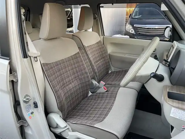 スズキ ラパン X 島根県 2017(平29)年 5.9万km フォーンベージュメタリック/ホワイト2トーンルーフ 登録時走行距離 58270Km/ワンオーナー/取扱説明書/保証書/社外ナビ(MDV-L504)/（Bluetooth/AM/FM/USB/SD)/フルセグTV/ウィンカーミラー/衝突軽減システム/横滑り防止装置/オートライト/シートヒーター（DN席）/スマートキー/スペアキー/純正フロアマット/禁煙車/純正アルミ１４インチ