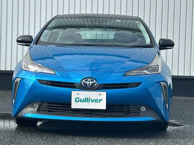 トヨタ プリウス A プレミアム　ツーリングセレ 千葉県 2019(平31)年 3.6万km ブルーM 純正9インチナビ/(フルセグTV/BT/CD/DVD/FM/AM)/バックカメラ/ドライブレコーダー/レザーシート/シートヒーター/エアシート/ブラインドスポットモニター/衝突被害軽減システム/車線逸脱警報/クルーズコントロール/横滑り防止装置/ビルトインETC2.0/アイドリングストップ/LEDヘッドライト/フォグランプ/オートライト/ウィンカーミラー/電動格納ミラー/純正17インチAW/シートリフター/プッシュスタート/スマートキー/フロアマット/ドアバイザー/スペアキー/取扱説明書/保証書