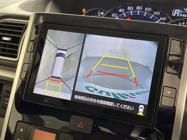 ダイハツ タント カスタム RS トップED SA Ⅲ 滋賀県 2018(平30)年 3.3万km パールホワイトⅢ 純正8型ナビ/（CD/DVD/BT/HDMI/フルセグ）/両側電動スライドドア/全方位カメラ/ETC/シートヒーター/ドライブレコーダー/衝突被害軽減ブレーキ/オートハイビーム/ハーフレザーシート/スペアキー/LEDヘッドライト/オートライト/ステアリングスイッチ