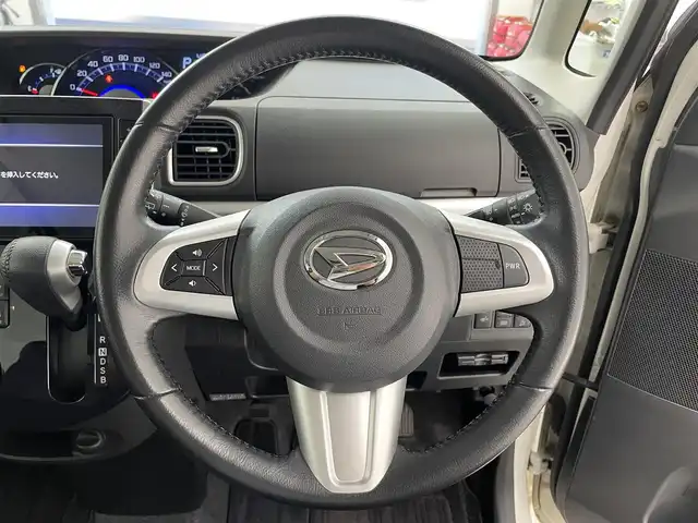 ダイハツ タント カスタム RS トップED SA Ⅲ 滋賀県 2018(平30)年 3.3万km パールホワイトⅢ 純正8型ナビ/（CD/DVD/BT/HDMI/フルセグ）/両側電動スライドドア/全方位カメラ/ETC/シートヒーター/ドライブレコーダー/衝突被害軽減ブレーキ/オートハイビーム/ハーフレザーシート/スペアキー/LEDヘッドライト/オートライト/ステアリングスイッチ