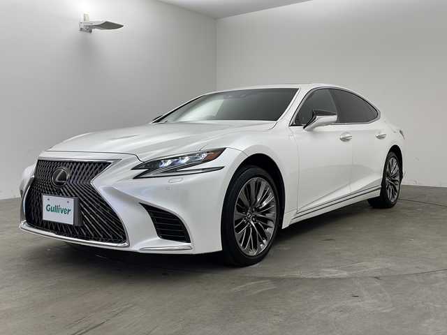 レクサス ＬＳ 500 Iパッケージ 兵庫県 2018(平30)年 7.5万km ソニッククォーツ ・純正ナビ/CD/DVD/Blu-ray/TV/SD/USB/・フロント、サイド、バックカメラ/・ビルトインETC2.0/・ドライブレコーダー/・Lexus　Safety　System　＋A/・プリクラッシュセーフティ/・フロントクロストラフィックアラート/・Lexus CoDrive/・レーダークルーズコントロール/・レーントレーシングアシスト/・レーンチェンジアシスト/・ドライバー異常時停車支援システム/・上下2段式アダプティブハイビームシステム/・ロードサインアシスト/・先行車発進告知機能/・ブラインドスポットモニター/・後方車両接近警報/・パーキングサポートアラート/・ヘッドアップディスプレイ/・デジタルインナーミラー/・パドルシフト/・ステアリングヒーター/・サンルーフ/・本革シート/・前席パワーシート/・前席シートヒーター/・前席ベンチレーション/・ＬＥＤヘッドライト/・オートライト/・純正20インチアルミホイール/・純正フロアマット
