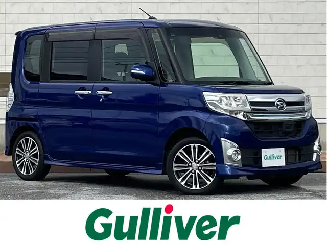 ダイハツ タント カスタム RS トップED SAⅡ 滋賀県 2015(平27)年 7.9万km ディープブルークリスタルマイカ 純正7インチナビ(NSZN-W65D)/(AM/FM/CD/DVD/BT/iPod/USB/HDMI/フルセグTV)/ハーフレザーシート/両側パワースライドドア/バックカメラ/ETC/衝突軽減ブレーキ/横滑り防止装置/革巻きステアリング/ステアリングスイッチ/オートライト/プッシュスタート/純正フロアマット/電格ウインカーミラー/ECOIDLE/LEDヘッドライト