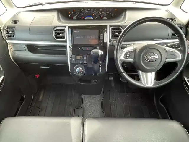 ダイハツ タント カスタム RS トップED SAⅡ 滋賀県 2015(平27)年 7.9万km ディープブルークリスタルマイカ 純正7インチナビ(NSZN-W65D)/(AM/FM/CD/DVD/BT/iPod/USB/HDMI/フルセグTV)/ハーフレザーシート/両側パワースライドドア/バックカメラ/ETC/衝突軽減ブレーキ/横滑り防止装置/革巻きステアリング/ステアリングスイッチ/オートライト/プッシュスタート/純正フロアマット/電格ウインカーミラー/ECOIDLE/LEDヘッドライト