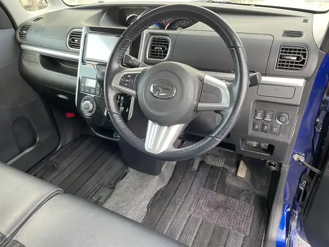 ダイハツ タント カスタム RS トップED SAⅡ 滋賀県 2015(平27)年 7.9万km ディープブルークリスタルマイカ 純正7インチナビ(NSZN-W65D)/(AM/FM/CD/DVD/BT/iPod/USB/HDMI/フルセグTV)/ハーフレザーシート/両側パワースライドドア/バックカメラ/ETC/衝突軽減ブレーキ/横滑り防止装置/革巻きステアリング/ステアリングスイッチ/オートライト/プッシュスタート/純正フロアマット/電格ウインカーミラー/ECOIDLE/LEDヘッドライト