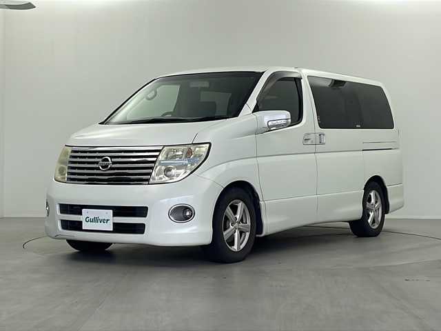 日産 エルグランド ハイウェイスター 栃木県 2005(平17)年 12.7万km 白 純正オーディオ/AM FM CD MD/片側パワースライドドア/AFS/オートエアコン/オートライト/ハーフレザーシート/ステアリングスイッチ/電動格納ミラー/社外16インチアルミホイール/純正フロアマット/ドアバイザー