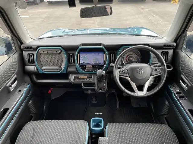 スズキ ハスラー HYBRID X ターボ 東京都 2020(令2)年 3.8万km デニムブルー ガンメタリック 2トーン 純正９型メモリナビ＆フルセグ　/・BluetoothAudio/・スマートフォン連携/アラウンドビューモニター　/ＬＥＤヘッドライト　/リアパーキングセンサー　/セーフティサポート/（予防安全技術）/・デュアルカメラブレーキサポート/・誤発進抑制機能/・車線逸脱抑制機能/・車線逸脱警報機能/・ふらつき警報/・先行車発進お知らせ機能/・ハイビームアシスト/・後退時ブレーキサポート/アダプティブクルーズコントロール　/ハイビームアシスト /プッシュエンジンスタート/スマートキー