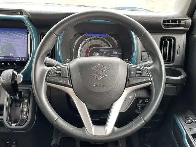 スズキ ハスラー HYBRID X ターボ 東京都 2020(令2)年 3.8万km デニムブルー ガンメタリック 2トーン 純正９型メモリナビ＆フルセグ　/・BluetoothAudio/・スマートフォン連携/アラウンドビューモニター　/ＬＥＤヘッドライト　/リアパーキングセンサー　/セーフティサポート/（予防安全技術）/・デュアルカメラブレーキサポート/・誤発進抑制機能/・車線逸脱抑制機能/・車線逸脱警報機能/・ふらつき警報/・先行車発進お知らせ機能/・ハイビームアシスト/・後退時ブレーキサポート/アダプティブクルーズコントロール　/ハイビームアシスト /プッシュエンジンスタート/スマートキー