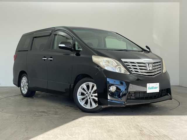 トヨタ アルファード 350S 兵庫県 2010(平22)年 7.2万km ブラック ・純正ナビ（CD/DVD/HDD/TV/AUX)/・両側パワースライドドア/・サンルーフ/・ビルトインETC/・AC100V電源/・社外レーダー探知機/・クルーズコントロール/・コーナーセンサー/・AFS/・HIDヘッドライト/・フォグライト/・オートライト/・バックカメラ/・純正18インチAW/・プッシュスタート/・スマートキー/・カーテンエアバック/・Wエアコン/・MTモード付AT/・ドアバイザー/・電動格納ミラー/・純正フロアマット