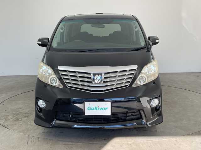 トヨタ アルファード 350S 兵庫県 2010(平22)年 7.2万km ブラック ・純正ナビ（CD/DVD/HDD/TV/AUX)/・両側パワースライドドア/・サンルーフ/・ビルトインETC/・AC100V電源/・社外レーダー探知機/・クルーズコントロール/・コーナーセンサー/・AFS/・HIDヘッドライト/・フォグライト/・オートライト/・バックカメラ/・純正18インチAW/・プッシュスタート/・スマートキー/・カーテンエアバック/・Wエアコン/・MTモード付AT/・ドアバイザー/・電動格納ミラー/・純正フロアマット