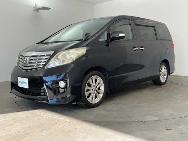 トヨタ アルファード 350S 兵庫県 2010(平22)年 7.2万km ブラック ・純正ナビ（CD/DVD/HDD/TV/AUX)/・両側パワースライドドア/・サンルーフ/・ビルトインETC/・AC100V電源/・社外レーダー探知機/・クルーズコントロール/・コーナーセンサー/・AFS/・HIDヘッドライト/・フォグライト/・オートライト/・バックカメラ/・純正18インチAW/・プッシュスタート/・スマートキー/・カーテンエアバック/・Wエアコン/・MTモード付AT/・ドアバイザー/・電動格納ミラー/・純正フロアマット