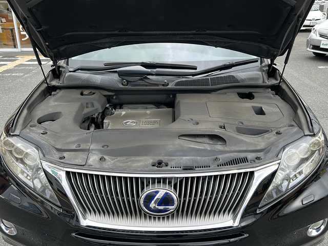 レクサス ＲＸ 450h バージョンL 大阪府 2009(平21)年 19.3万km ブラック レーダークルーズコントロール/純正ナビ・AM・FM・BT/トラクションコントロール/ヘッドアップディスプレイ/ポジションメモリー/前席シートベルトプリテンショナー/前席シートベルトフォースリミッター/ブレーキアシスト/VSC/ステアリングテレスコピック機構/UVカットガラス/プライバシーガラス/サンルーフ/ドライブレコーダー/D・N席パワーシート/ビルトインETC/純正ナビ/エアシート/シートヒーター