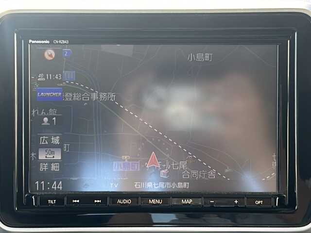 スズキ スペーシア カスタム HYBRID XS ターボ 石川県 2018(平30)年 9.1万km ピュアホワイトパール/ブラック2トーン 4WD/ワンオーナー/セーフティサポート/・デュアルセンサーブレーキサポート/・車線逸脱警報機能/・後退時ブレーキサポート/・リアパーキングセンサー/・誤発信抑制機能/・ふらつき警報機能/・ハイビームアシスト/純正SDメモリーナビゲーション/【CD・DVD・Bluetooth・フルセグTV】/型番：CN-RZ843/クルーズコントロール/両側パワースライドドア/前席シートヒーター/ビルトインETC/LEDヘッドライト/・オートライト/・フォグランプ/スマートキー/・プッシュスタート/・スペアキー/電動格納ミラー/・ウインカーミラー/革巻きステアリング/・パドルシフト/・ステアリングリモコン/アイドリングストップ/横滑り防止機能/純正フロアマット/取扱説明書/新車時保証書