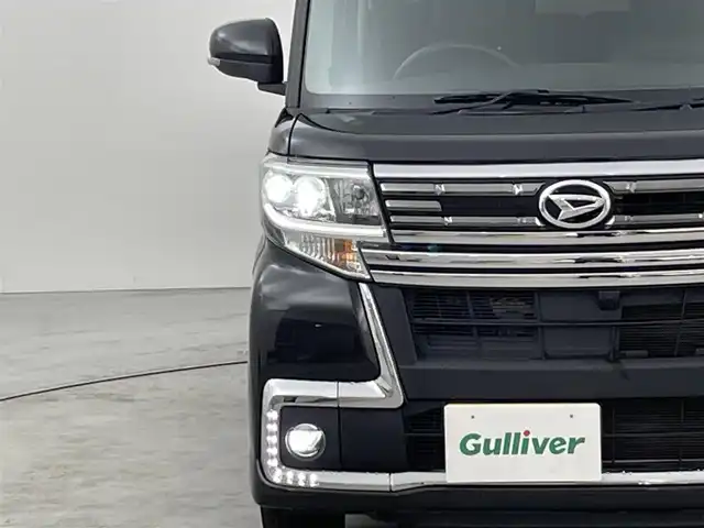 ダイハツ タント カスタム RS トップED SA Ⅲ 福岡県 2018(平30)年 4.3万km ブラックマイカメタリック 純正８型ナビ（フルセグＴＶ）　/バックカメラ　/ナビ連動ドラレコ　/ＥＴＣ　/コーナーセンサー　/衝突軽減ブレーキ　/レーンキープ　/アイドリングストップ　/両側電動スライドドア　/シートヒーター　/ハーフレザー　/ＬＥＤ