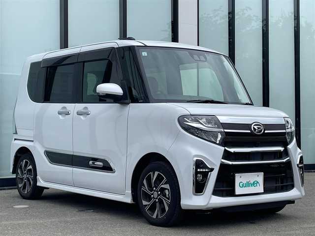 ダイハツ タント カスタム X スタイルセレクション 大阪府 2021(令3)年 1.5万km シャイニングホワイトパール 純正ナビ/   フルセグTV/CD/DVD/Bluetooth/USB/バックモニター/衝突軽減ブレーキ/コーナーセンサー/横滑り防止装置/両側パワースライドドア/アイドリングストップ/ステアリングスイッチ/ドライブレコーダー/純正14インチアルミホイール/ハーフレザーシート/プッシュスタート/スマートキー/ＬＥＤライト/禁煙車