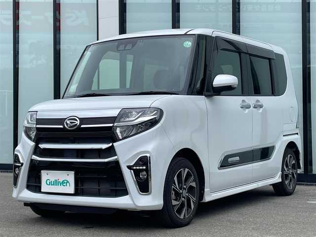 ダイハツ タント カスタム X スタイルセレクション 大阪府 2021(令3)年 1.5万km シャイニングホワイトパール 純正ナビ/   フルセグTV/CD/DVD/Bluetooth/USB/バックモニター/衝突軽減ブレーキ/コーナーセンサー/横滑り防止装置/両側パワースライドドア/アイドリングストップ/ステアリングスイッチ/ドライブレコーダー/純正14インチアルミホイール/ハーフレザーシート/プッシュスタート/スマートキー/ＬＥＤライト/禁煙車
