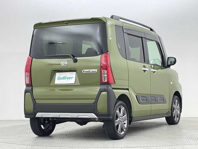 ダイハツ タント ファンクロスターボ 新潟県 2023(令5)年 1.2万km フォレストカーキメタリック ４WD/ワンオーナー/禁煙車/スマートアシスト/純正メモリナビ/　　CD/DVD/AM/FM/フルセグ/BT/SD/アラウンドビューモニター/両側パワースライドドア/ウェルカムパワースライドドア/HIDオートライト/前席シートヒーター/純正15インチアルミホイール付/アイドリングストップ/ナビ一体型ドライブレコーダー/電動パーキングブレーキ/オートブレーキホールド/リアサンシェード/リアパーソナルデーブル/スマートキー/ETC
