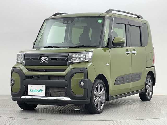 ダイハツ タント ファンクロスターボ 新潟県 2023(令5)年 1.2万km フォレストカーキメタリック ４WD/ワンオーナー/禁煙車/スマートアシスト/純正メモリナビ/　　CD/DVD/AM/FM/フルセグ/BT/SD/アラウンドビューモニター/両側パワースライドドア/ウェルカムパワースライドドア/HIDオートライト/前席シートヒーター/純正15インチアルミホイール付/アイドリングストップ/ナビ一体型ドライブレコーダー/電動パーキングブレーキ/オートブレーキホールド/リアサンシェード/リアパーソナルデーブル/スマートキー/ETC
