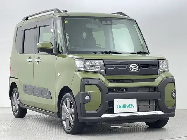 ダイハツ タント ファンクロスターボ 新潟県 2023(令5)年 1.2万km フォレストカーキメタリック ４WD/ワンオーナー/禁煙車/スマートアシスト/純正メモリナビ/　　CD/DVD/AM/FM/フルセグ/BT/SD/アラウンドビューモニター/両側パワースライドドア/ウェルカムパワースライドドア/HIDオートライト/前席シートヒーター/純正15インチアルミホイール付/アイドリングストップ/ナビ一体型ドライブレコーダー/電動パーキングブレーキ/オートブレーキホールド/リアサンシェード/リアパーソナルデーブル/スマートキー/ETC