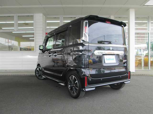 スズキ スペーシア カスタム HYBRID XS ターボ 千葉県 2022(令4)年 3.2万km ブルーイッシュブラックパール3 9インチスズキコネクトナビ、フルセグTV/全方位モニター/オーディオ【CD/DVD/Bluetooth/USB】/デュアルカメラブレーキサポート/両側パワースライドドア/LEDヘッドライト&LEDフォグ/純正14インチアルミホイール/ウィンカードアミラー/ヘッドアップディスプレイ/レーダークルーズコントロール/ハーフレザーシート&運転席シートヒーター/スイッチ付き革巻きステアリング/パドルシフト/オートマチックハイビーム/ビルトインETC/保証書/取扱説明書/スペアキー/ナビ説明書
